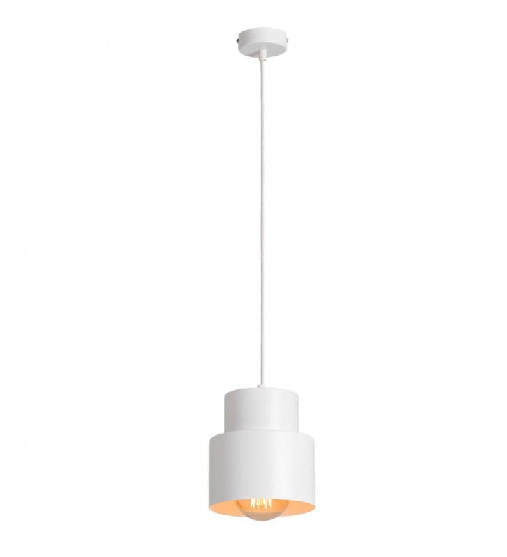 Pojedyncza biała lampa wisząca Kadm I nowoczesna metalowa E27 do salonu kuchni sypialni jadalni