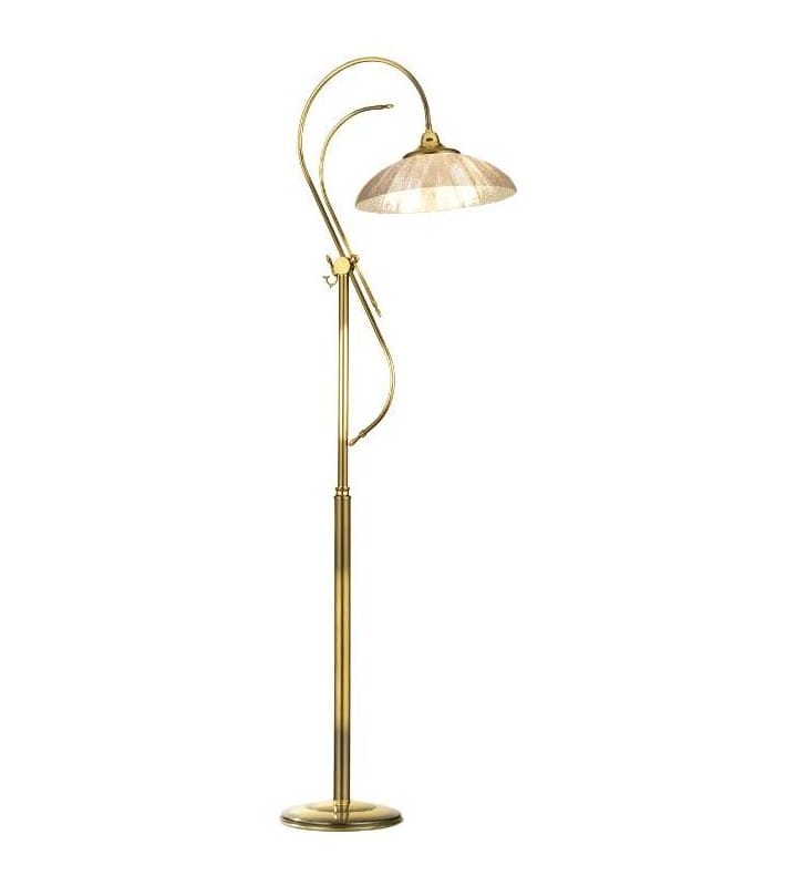 Lampa podłogowa Onyx Kryształ stylowa złota ze szklanym kloszem do salonu sypialni
