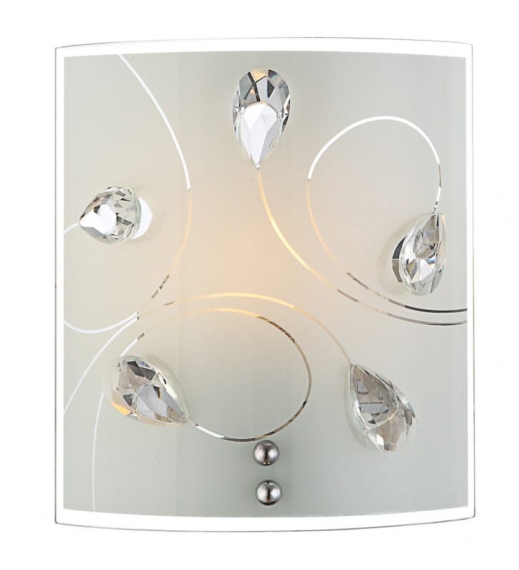 Kinkiet Alivia szklany dekoracyjny prostokątny z kryształkami