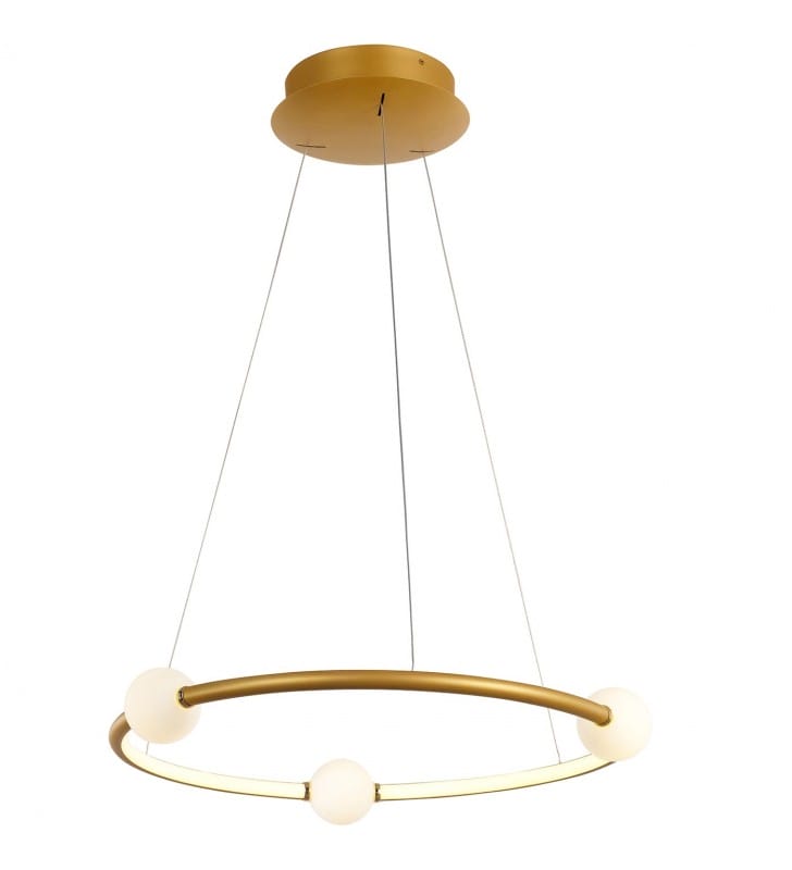 Lampa wisząca Lozanna LED pierścień szklane okrągłe klosze brąz antyczny