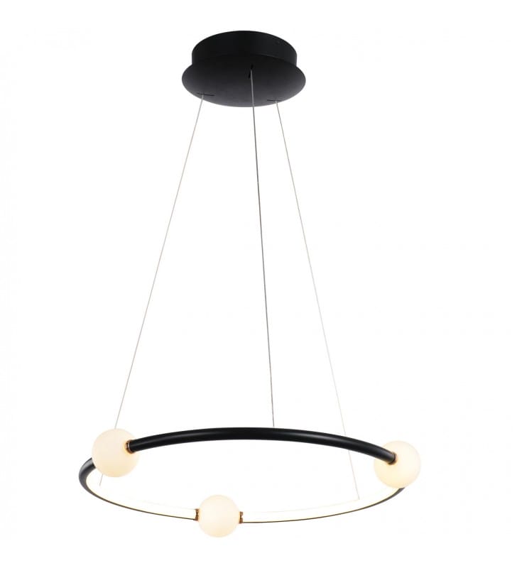 Lampa wisząca Lozanna LED 3000K czarna pierścień szklane okrągłe klosze styl nowoczesny