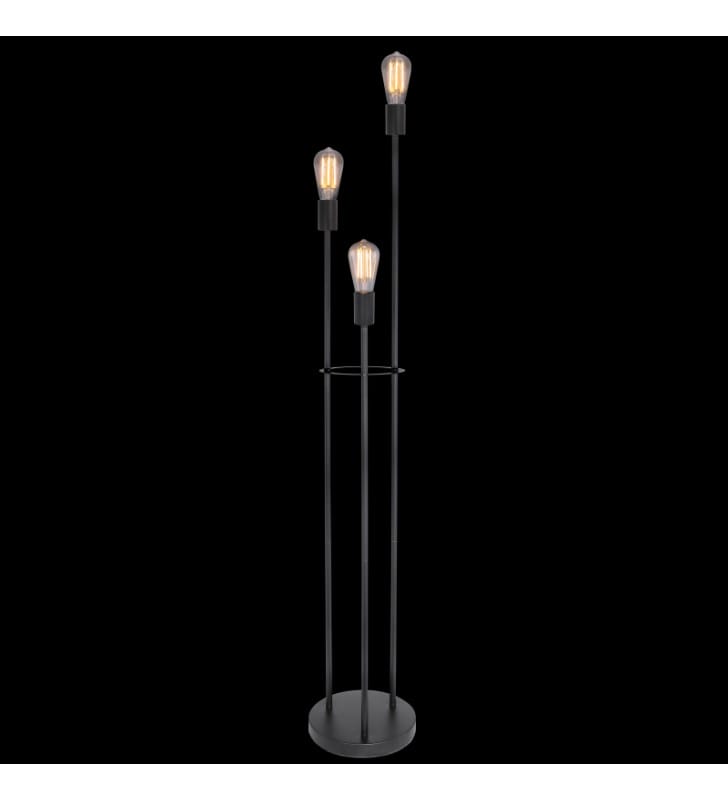 Lampa podłogowa Martha czarna nowoczesna loftowa bez klosza na 3 żarówki