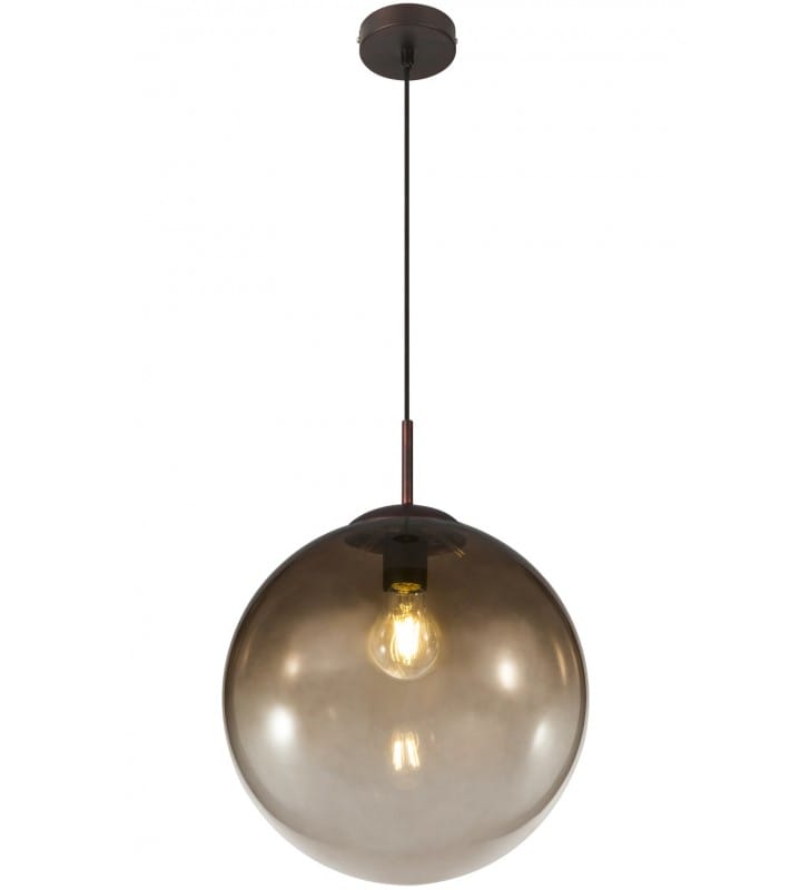 Lampa wisząca Varus 33cm szklana bursztynowa kula metal brązowy