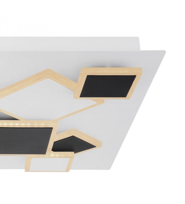 Kwadratowy nowoczesny geometryczny plafon sufitowy z pilotem Rebea 50cm LED 3000-6000K biało czarny ściemniacz oświetlenie nocne