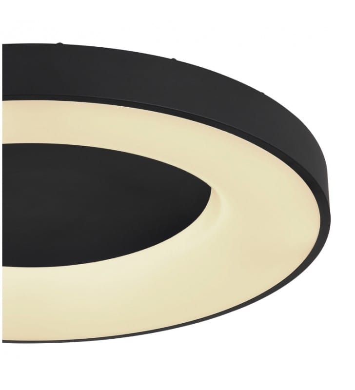 Okrągły nowoczesny minimalistyczny czarny plafon z metalu Jolli LED z pilotem 60cm