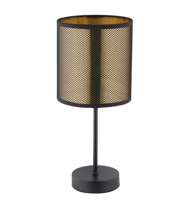 Lampa stołowa Nuggy czarno złoty abażur metalowa czarna matowa podstawa włącznik na kablu