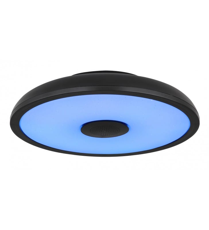 Wielofunkcyjny czarny plafon do łazienki Raffy LED efekt iskierek pilot głośnik LED RGB