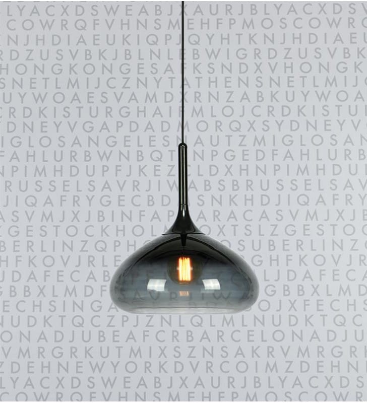 Szklana lampa wisząca Cooper czarna nowoczesna klosz transparentny do jadalni kuchni sypialni salonu