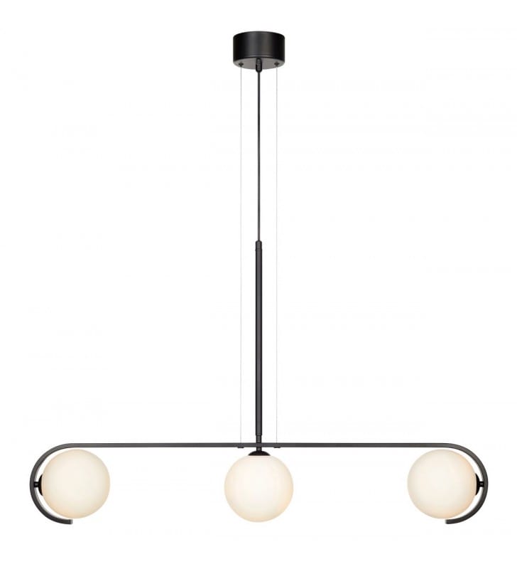 Lampa wisząca Pals czarna 3 okrągłe klosze ze szkła np. nad prostokątny stół do jadalni Makslojd
