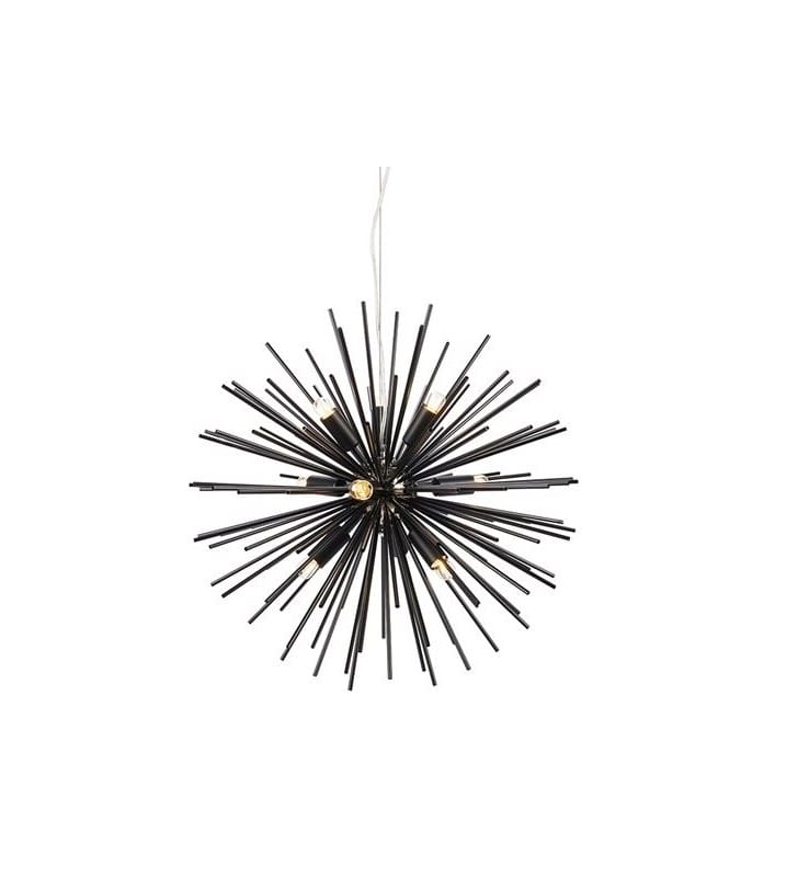 Lampa wisząca Solei czarna z metalowymi pręcikami długi zwis średnica 57cm do salonu sypialni jadalni