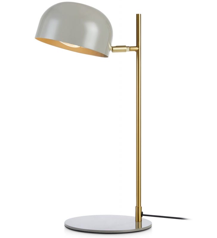 Lampa stołowa Pose metal szara z mosiężnym wykończeniem włącznik na przewodzie