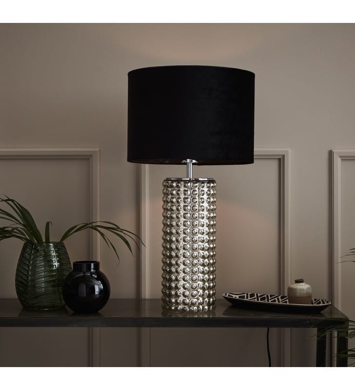 Lampa stołowa Proud styl glamour abażur szklana srebrna podstawa