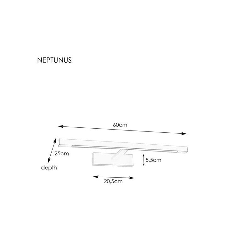 Czarny kinkiet do oświetlenia lustra w łazience Neptunus LED IP44 60cm