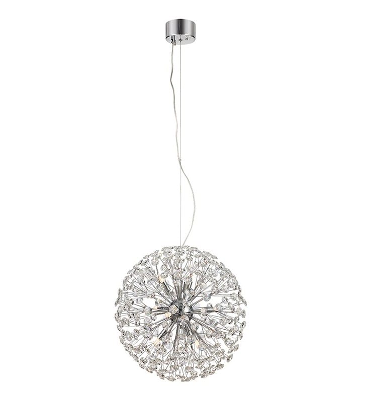 Lampa wisząca Bolid kula z kryształami 50cm długi zwis do salonu sypialni nad schody