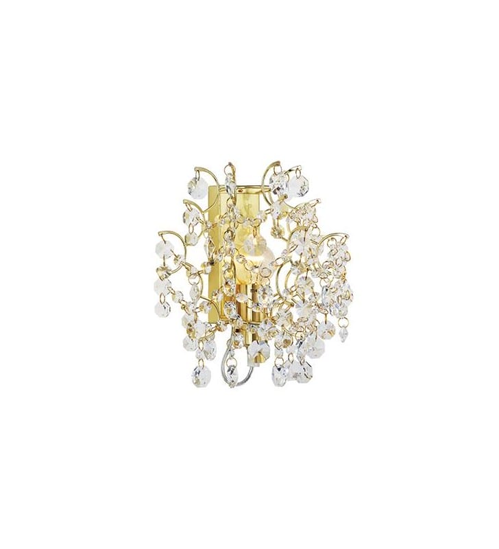 Kryształowa złota lampa ścienna Sofiero bezbarwne kryształy do eleganckiego wnętrza styl glamour