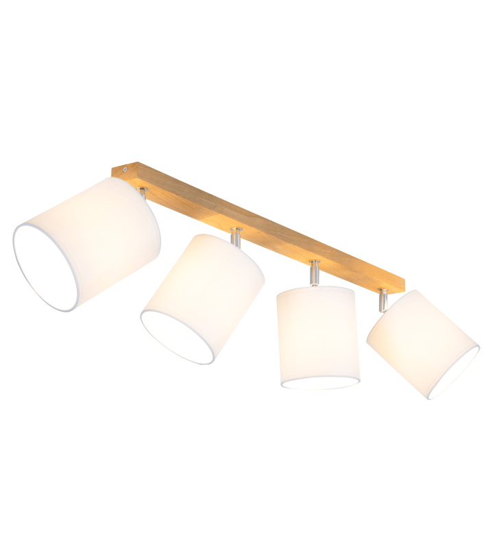 Lampa sufitowa Aprillia 4 białe abażury drewno dębowe do sypialni salonu
