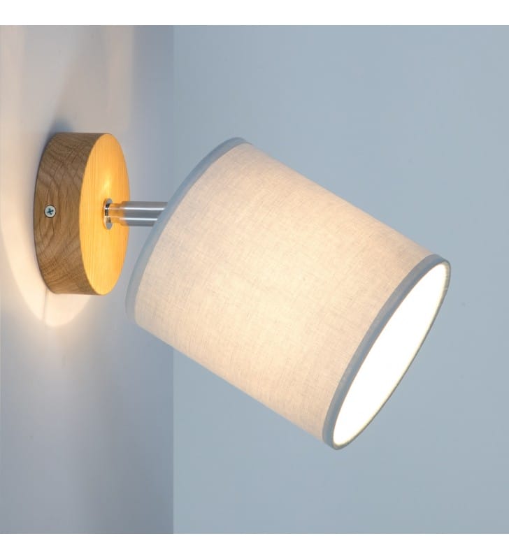 Lampa ścienna z abażurem i drewnianym wykończeniem Aprillia szara 1xE27 Britop