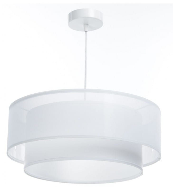 Biała lampa wisząca Lisa z dwuwarstwowym abażurem 50cm do sypialni salonu - OD RĘKI