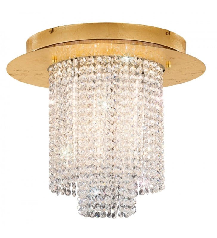 Złoty plafon sufitowy z kryształami ze spękanym dekorem Vilalones LED 50cm styl glamour