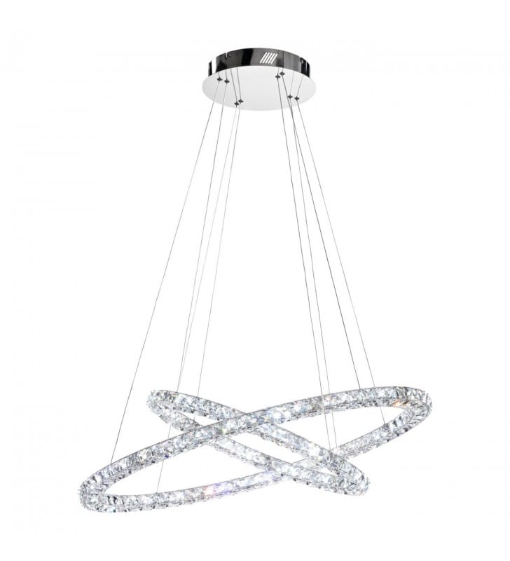 Nowoczesna lampa wisząca Toneria LED 4000K dwie kryształowe obręcze do salonu