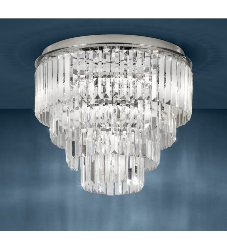 Plafon kryształowy Agrigento 50cm podłużne kaskadowe kryształy styl glamour do salonu jadalni sypialni
