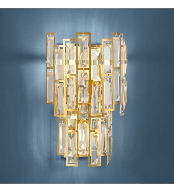 Mosiężna kryształowa lampa ścienna Calmeilles1 do salonu sypialni jadalni kuchni na przedpokój 3xE14- OD RĘKI