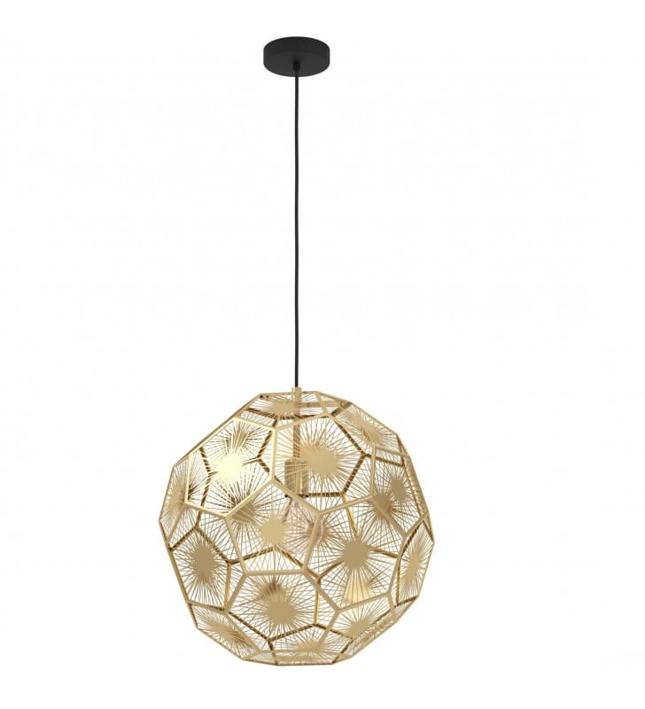 50cm elegancka geometryczna lampa wisząca Skoura z dekoracyjnym kloszem w kolorze mosiądzu do salonu sypialni kuchni jadalni