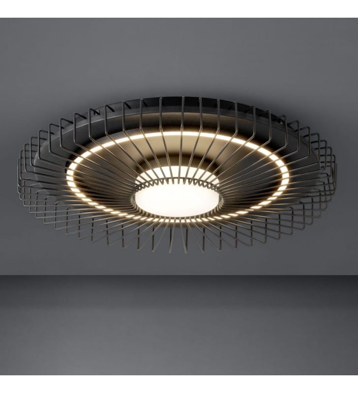 Okrągły nowoczesny czarny plafon sufitowy Badaleos LED do salonu z możliwością ściemniania