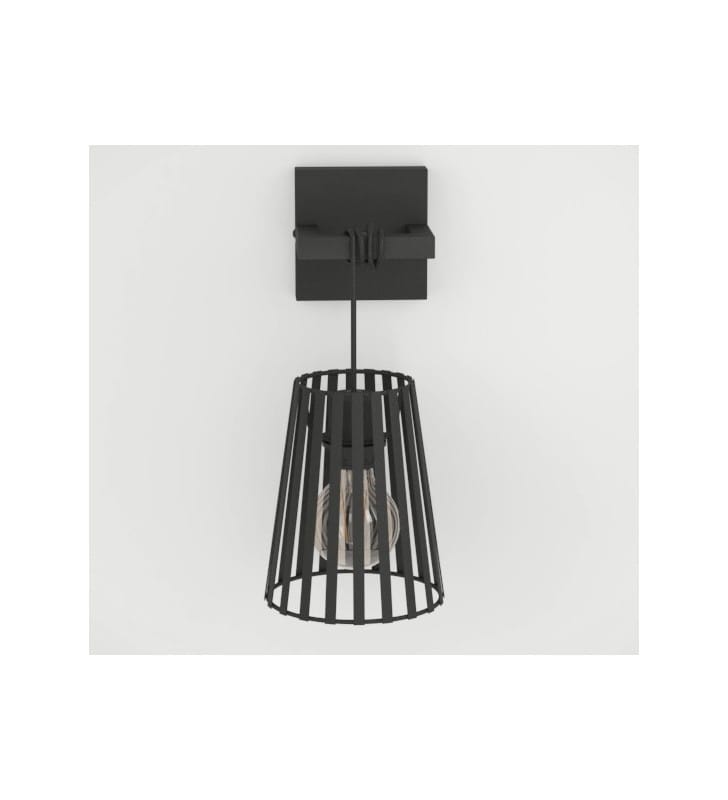 Czarna industrialna lampa ścienna Bogota metal 1xE27 ażurowy klosz Eglo - OD RĘKI