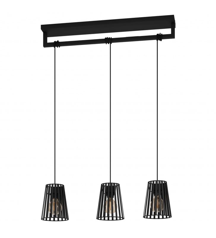 Lampa wisząca Bogota czarna 3 zwisowa styl industrialny nad stół wyspę kuchenną bar 3xE27