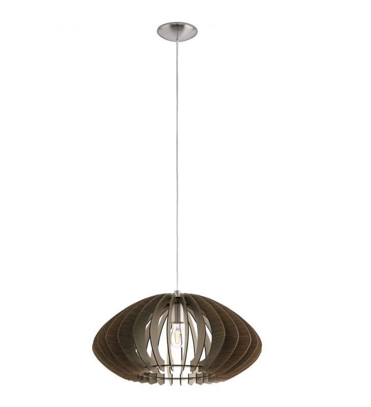 Cossano2 drewniana lampa wisząca oświetlająca stół w kolorze ciemnego brązu