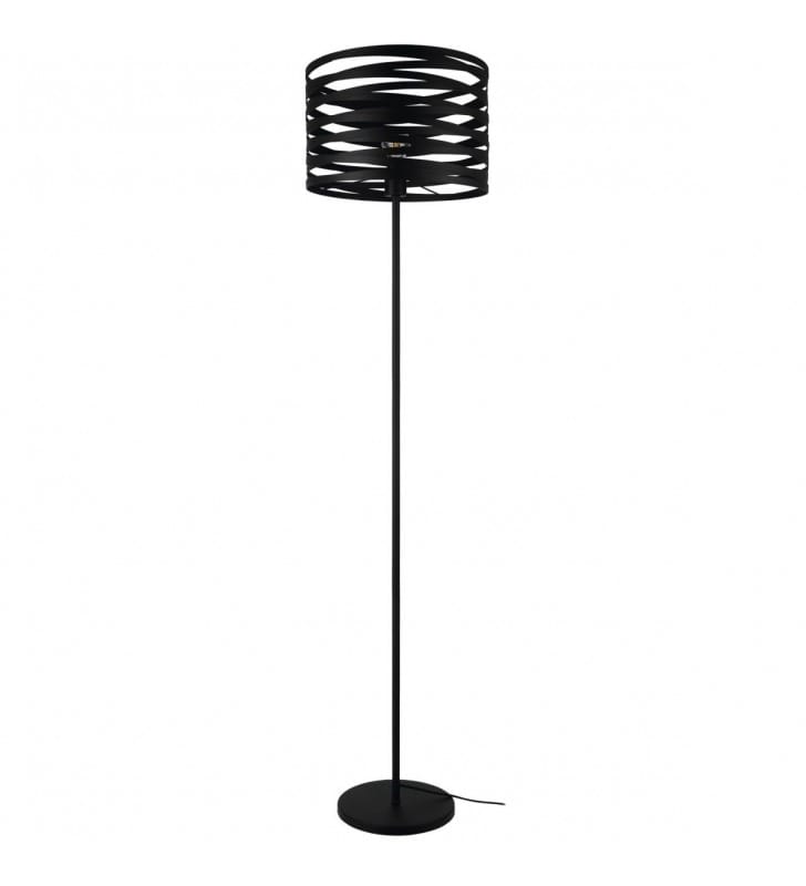 Lampa podłogowa Cremella czarna z metalu klosz ażurowy