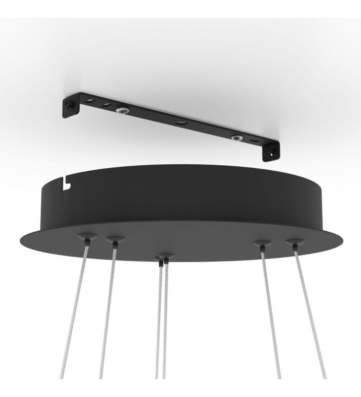 Lampa wisząca Banderillas 2 białe pierścienie LED czarne zawieszenie do salonu sypialni kuchni nad stół jadalny