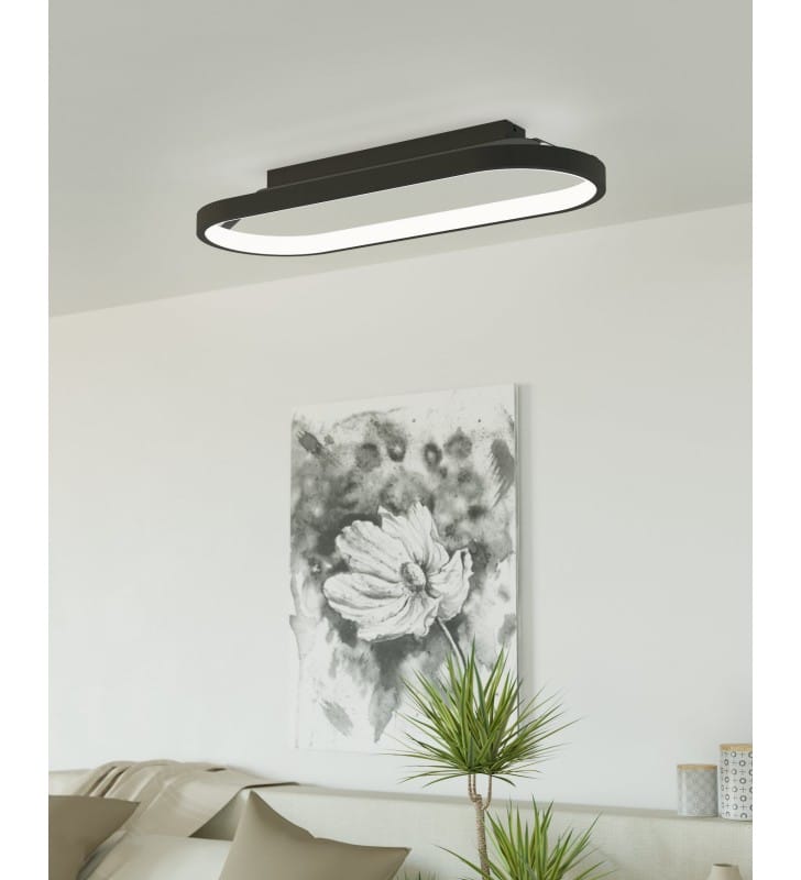 Plafon owalny Codriales czarny LED elipsa 79cm do salonu sypialni kuchni
