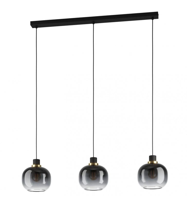 Lampa wisząca Oilella 3 pkt czarna elegancka nowoczesna 3 szklane cieniowane klosze