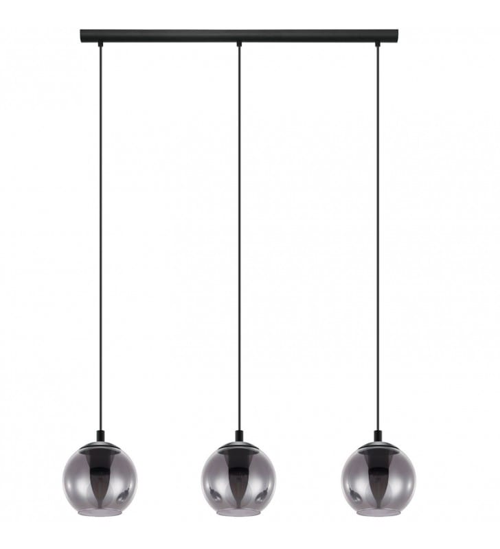 Lampa wisząca Ariscani czarna na belce 3 szklane klosze kule nad stół jadalny do kuchni salonu sypialni