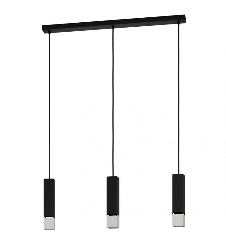 Lampa wisząca Butrano 3 pkt czarna ze srebrnym wykończeniem kloszy styl nowoczesny 3xGU10