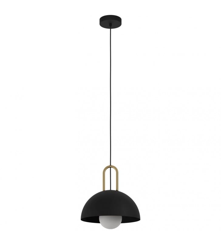 Lampa wisząca Calmanera czarna kopułka z mosiężnym wykończeniem metal