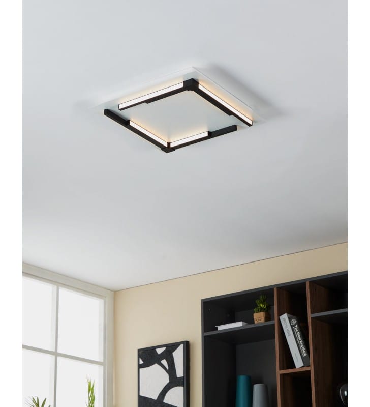 Plafon kwadratowy Zampote LED biało czarnym 38cm 3 stopniowy ściemniacz