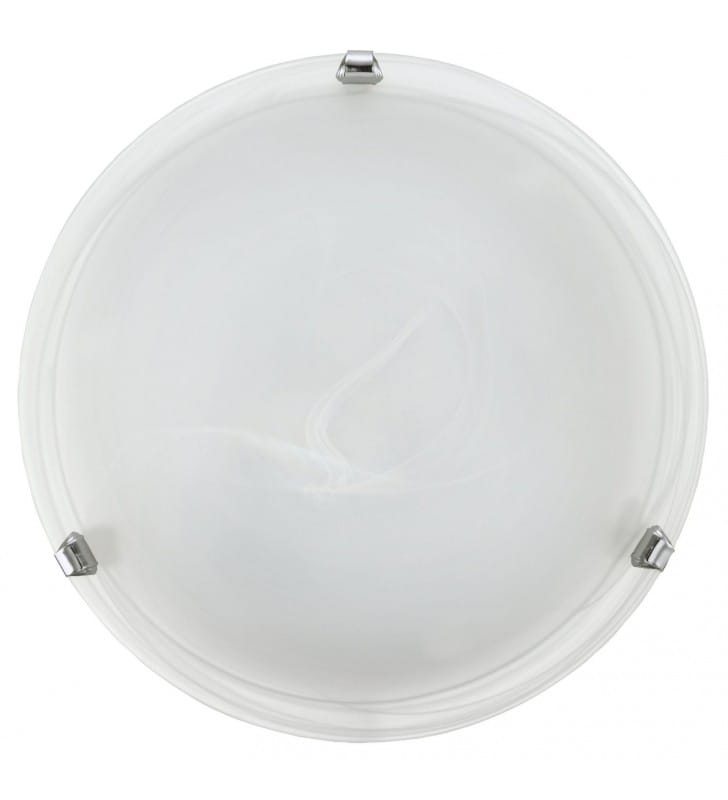 Plafon Salome 40cm chrom klosz z białego alabastrowego szkła 2 żarówki
