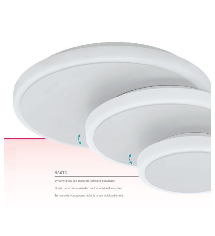 Elgvero biały plafon ścienno sufitowy LED regulowane klosze 98676 Eglo