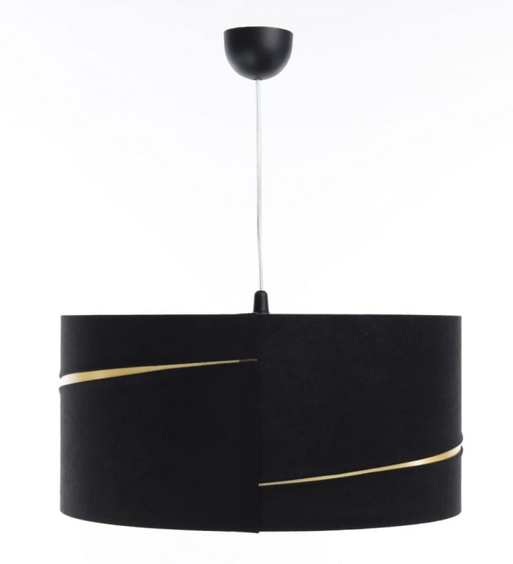 Lampa wisząca z abażurem Nicola czarna materiałowa welur do sypialni salonu nad stół- OD RĘKI