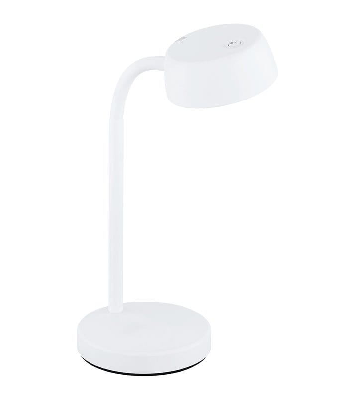 Lampa na biurko Cabales LED biała włącznik na kloszu giętkie ramię flexo