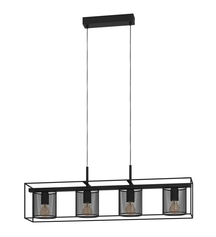 Lampa wisząca Catterick czarna metalowa 4 pkt do kuchni jadalni loftowa industrialna