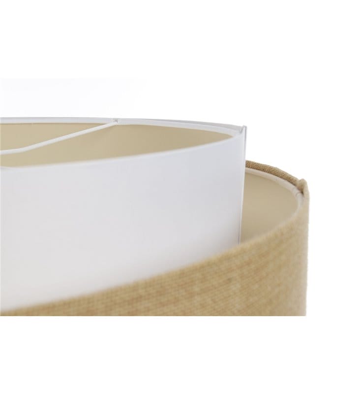 Lampa wisząca nowoczesna Joan materiałowa w stylu boho 60cm biała z beżowym pierścieniem