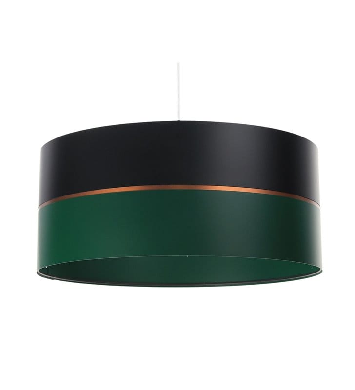 Lampa wisząca nowoczesna Tanya abażur z tworzywa czarno zielony z dekorem