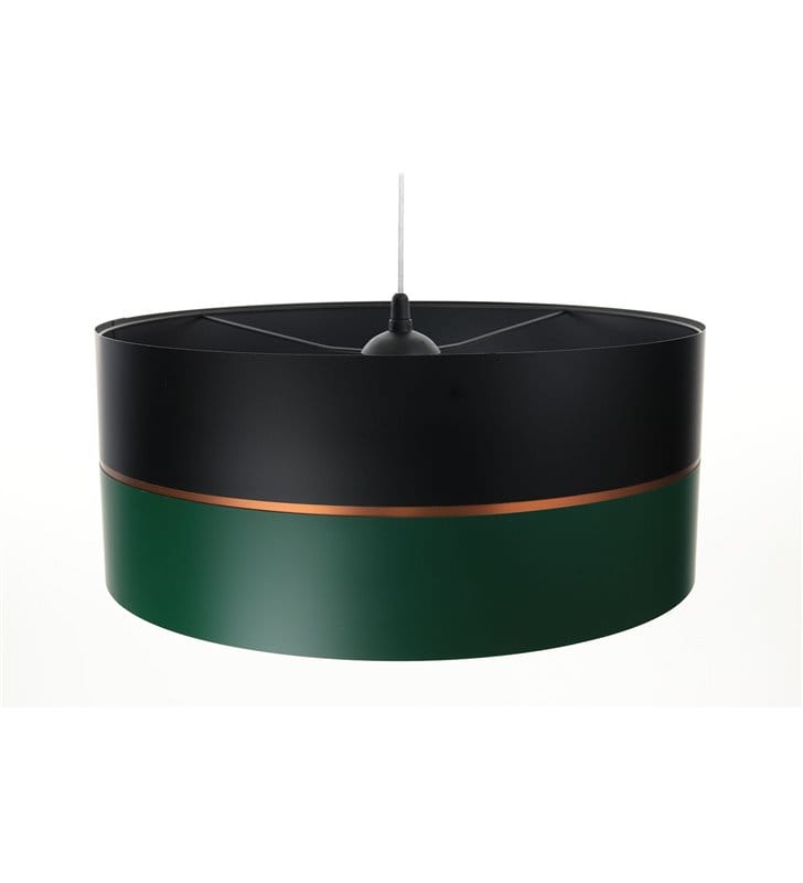 Lampa wisząca nowoczesna Tanya abażur z tworzywa czarno zielony z dekorem