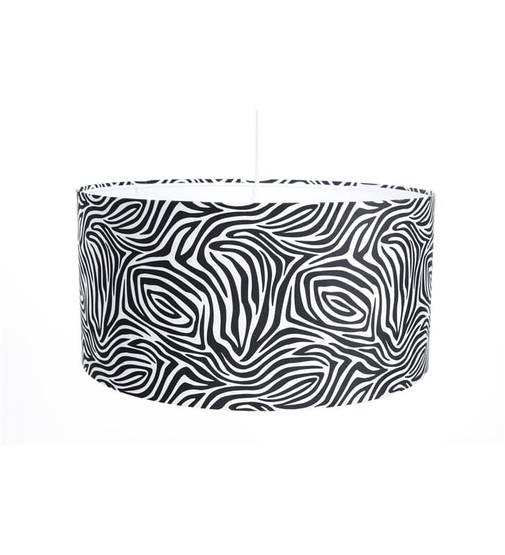 Safari3 nowoczesna materiałowa lampa wisząca z abażurem wzór zebra