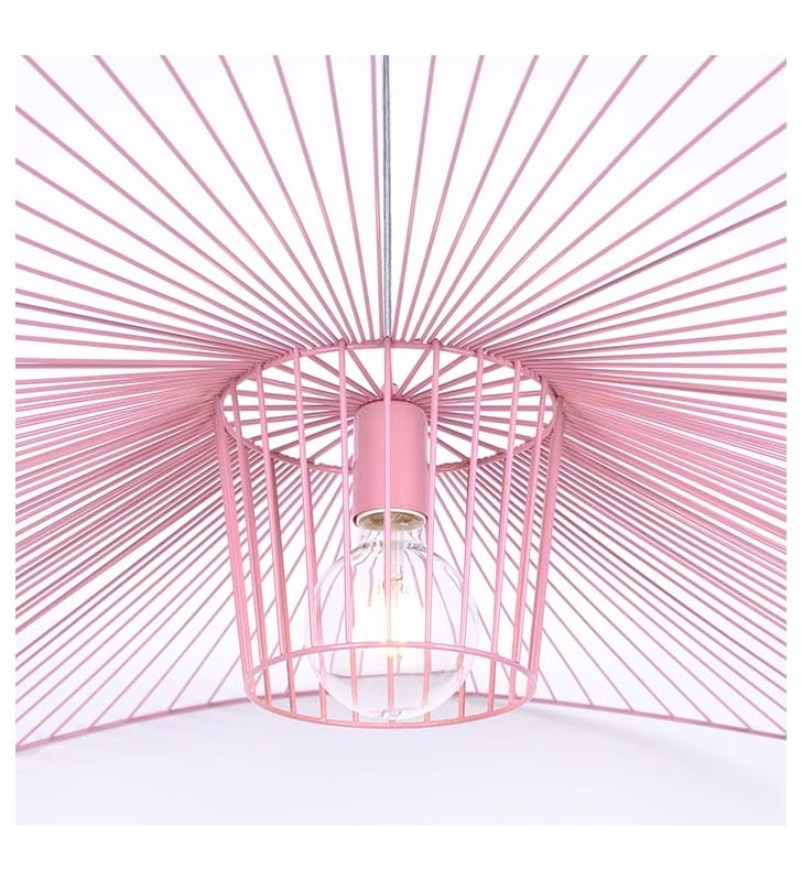 Różowa designerska nowoczesna z metalu lampa wisząca Kapelusz duża