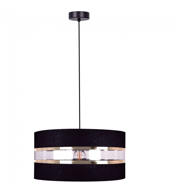 Czarna nowoczesna lampa wisząca Nicea abażur 40cm do sypialni salonu